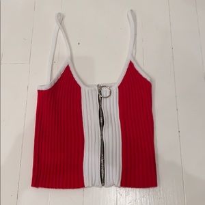 Red and white striped tank